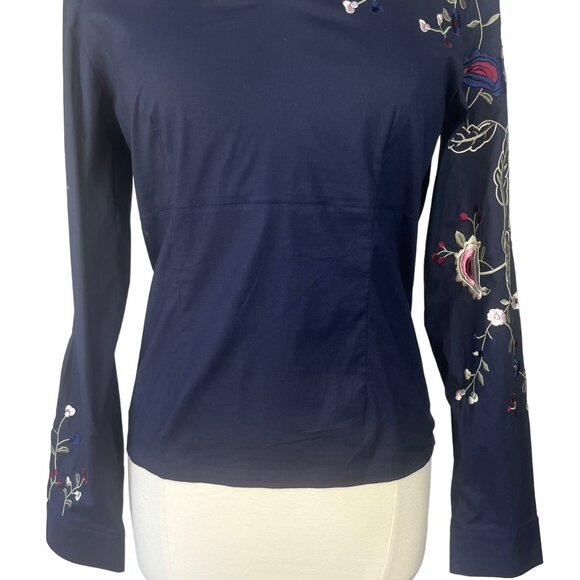 Antilia Blouse Shirt Womens Medium Blue New Embroidery Floral - Picture 4 of 9